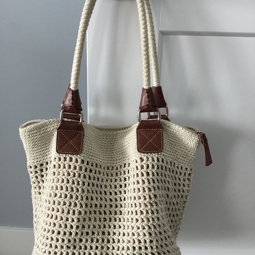 The Sak Woven Tote Bag Cream and Bronze